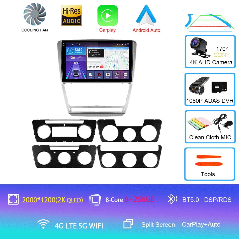 Автомобильное радио Android 14 для Volkswagen Skoda Octavia 2 A5 2007 - 2014 Мультимедийный видеоплеер Навигация 2Din Carplay DVD Головное устройство