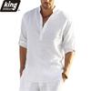 New Men's Casual Blouse Cotton Linen Shirt Loose Tops Long Sleeve Tee Shirt Spring Autumn Casual Handsome Men Shirts