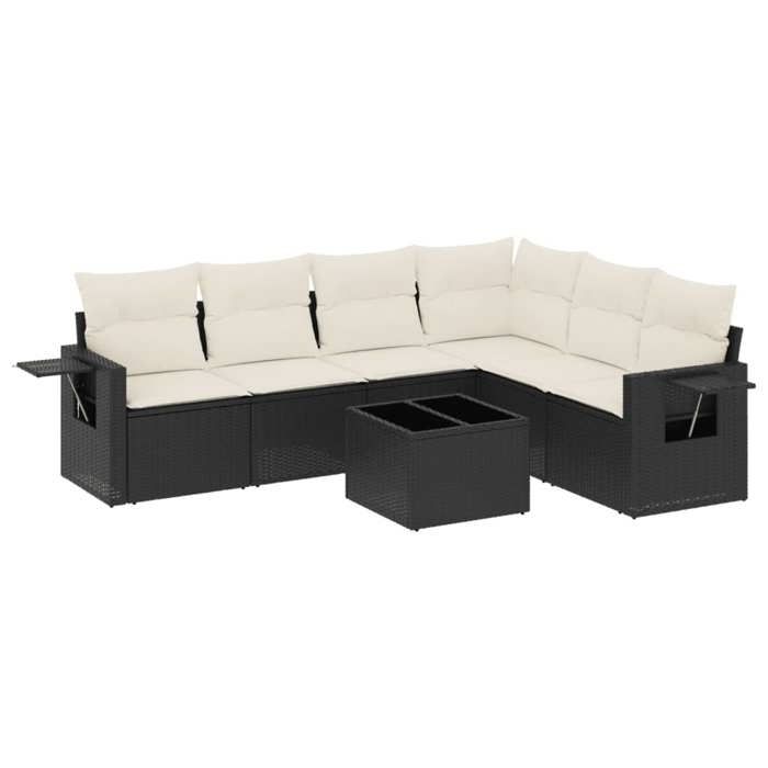 VidaXL Salon de Jardin avec Coussins 7 pcs, Canapés de Terrasse, Ensemble de Meubles de Patio, Mobilier d'Extérieur, Noir 3220215