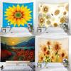 Retro Oil Painting Sunflower Pattern Tapestry Office Living Room Tapestry Home Wall Decoration Tapestry