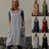 Women Cotton Linen Pinafore Square Cross Apron Garden Work Pinafore Dress