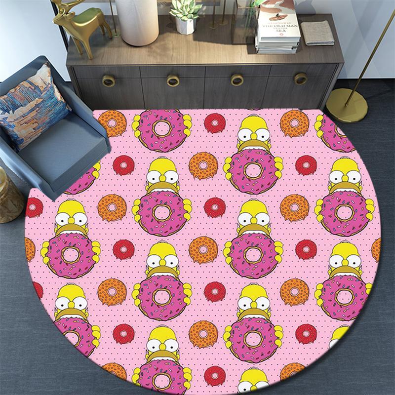 The Simpsons Round Area Rug,Carpet Rug for Living Room Bedroom Sofa Playroom Decor,Non-slip Floor Mat