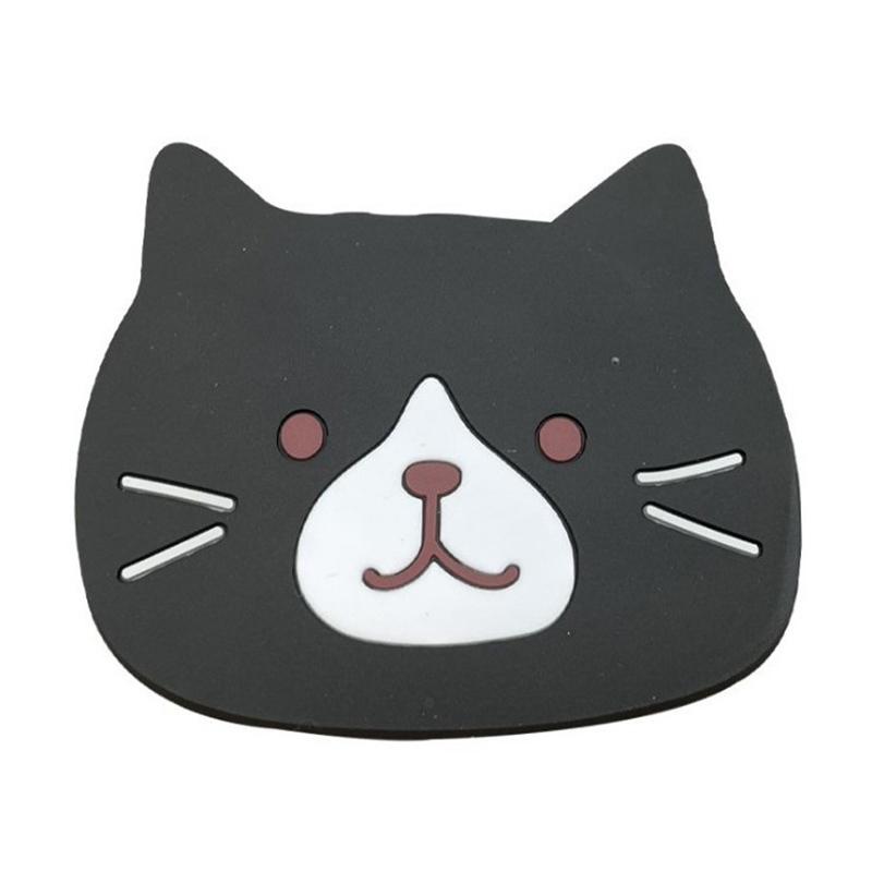 1 шт. Милая подставка под чашку с кошкой, ПВХ, нескользящая и защищающая от ожогов, коврик под миску, силиконовая изоляционная подкладка под чайную чашку