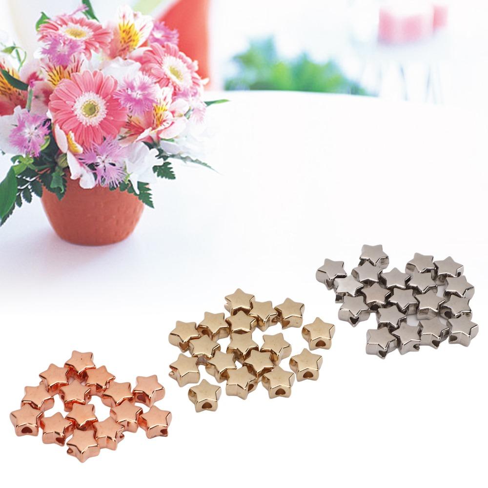 50pcs Plastic Star Shaped Beads Small Hole Star Spacer Beads Plastic Spacer Beads Bracelet Making