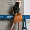 Tassel Latin Dance Skirt Leopard Print Rumba Dance Skirt Fashion Performance Costume  for Women
