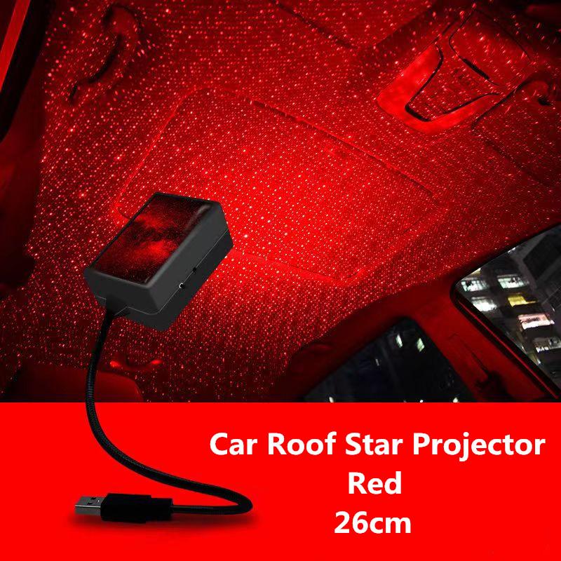 USB автомобильная светодиодная декоративная лампа атмосферы Звездный свет на крышу Ночной светильник Проектор Регулируемый Автомобильный стайлинг Автомобильное освещение салона красный синий