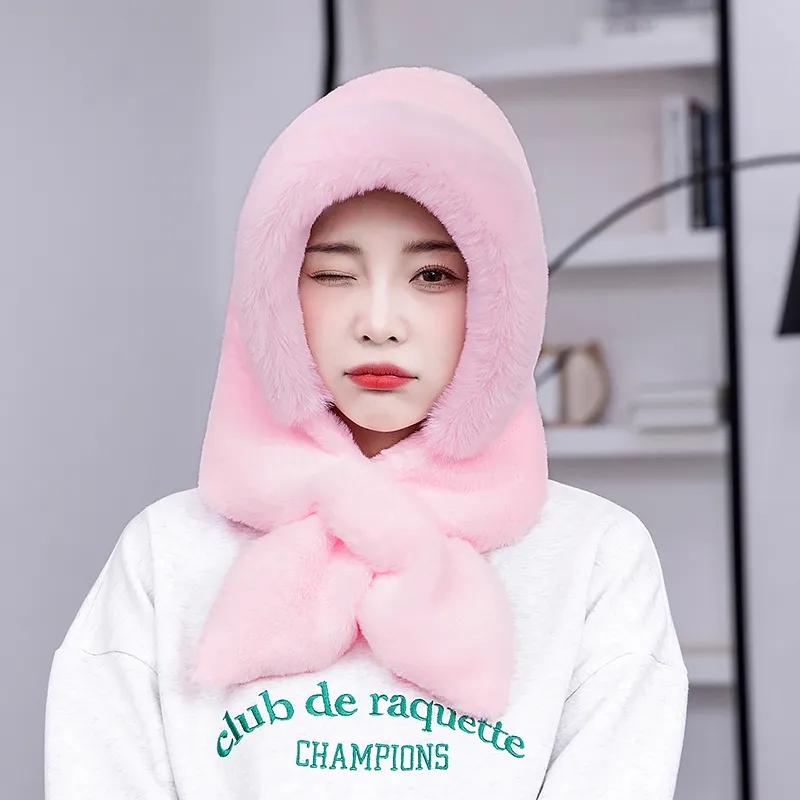 Шарф-шапка, комплект из двух предметов, женский морозостойкий Баотоу для верховой езды на открытом воздухе, бархатный утолщенный шарф, цельная теплая шапка