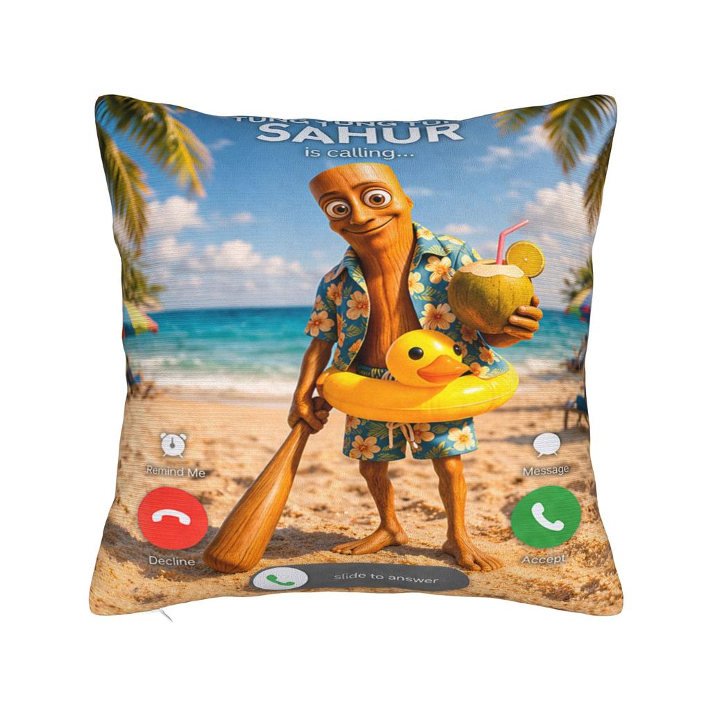 Tung Tung Tung Sahur Funny Meme Pillow Case  Graphic Pillow Cover For Wedding Party Home Decor Cute Funny Pillowcases