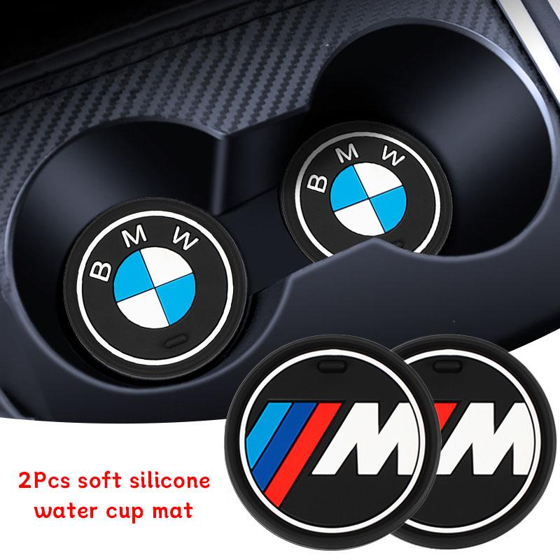 2Pcs Car Coasters Silicone Non-Slip Water Cup Mats For BMW G30 G32 G01 G02 G05 G06 G07 G26 G23 G22 F40 F20 G08 G16 glasses clip FY0
