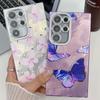 Fashion Butterfly Pattern IMD Clear Case For Samsung S25 S24 FE S23 Ultra A55 A15 A54 A35 Glitter Shockproof Lens Protection Slim Phone Cover