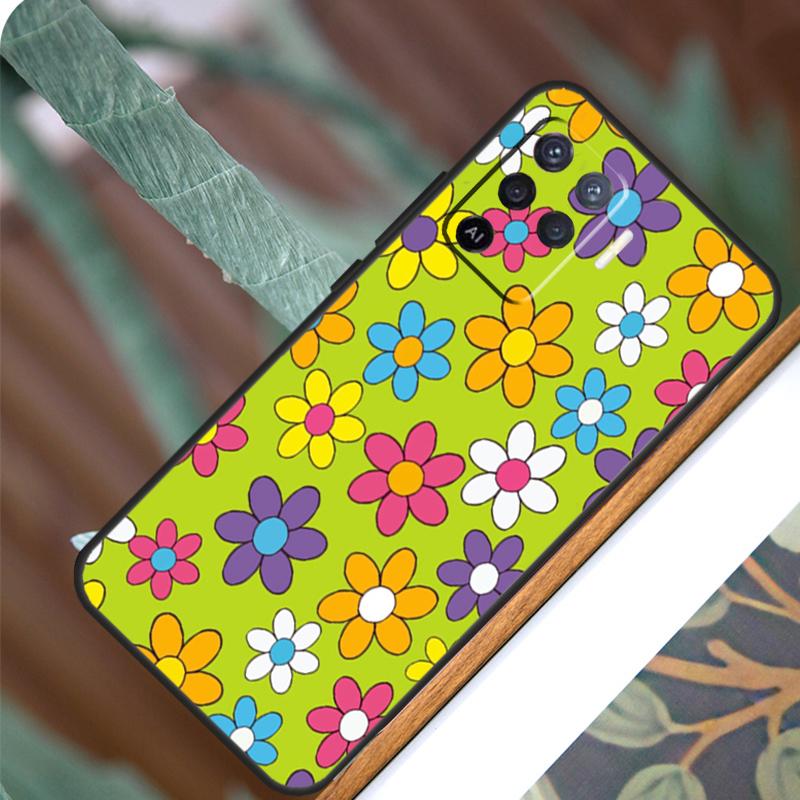 Цветы в стиле хиппи бохо Для OPPO A53S A57S A54S A38 A78 A58 A79 A15 A17 A77 A16 A76 A96 A52 A72 A5 A9 A94 A74 Чехол