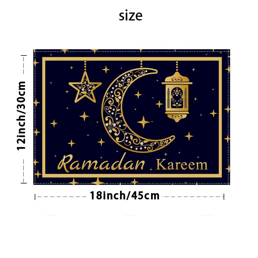 4/6pcs Black Golden Moon And Stars Lantern Placemats for Eid Mubarak Blessing, Seasonal Everyday Holiday Decor for Home Kitchen Restaurant Party