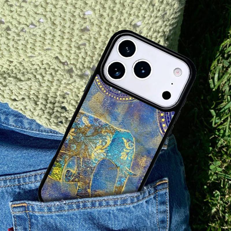 Elephant-Aztec-Blue phone case cover Compatible with for IPhone 17air 16e 15 14 13 12 11Pro Max 17 Air