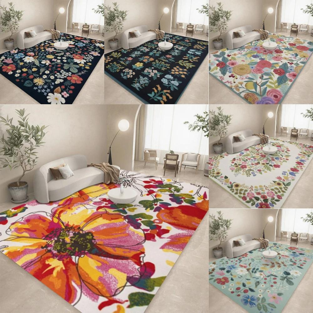 Elegant French Floral Carpet for Living Room Home Decor Sofa Rugs Bedroom Rug Lounge Kitchen Coffee Table Floor Mat Indoor Rug