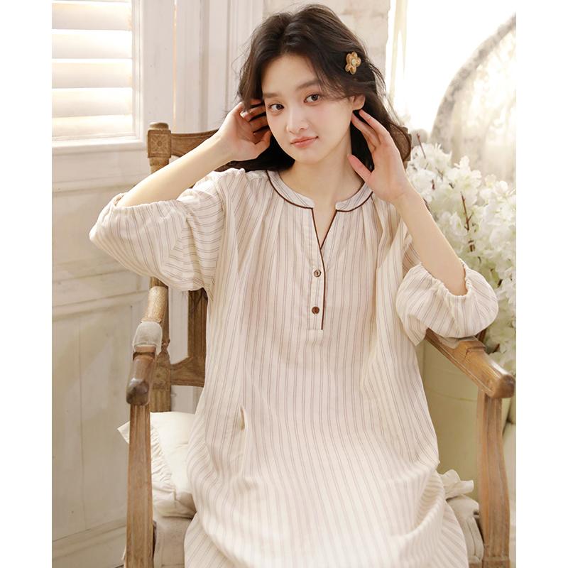 Chuanliu Women's 9-inch Sleeve Sleeping Skirt Home Clothes