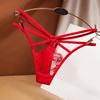 Women's Sexy Lace Thong Underwear Cross Belt T-Back G-String Embroidered Fashion Briefs Cut-Out Perspective Girls' Ladies' Under