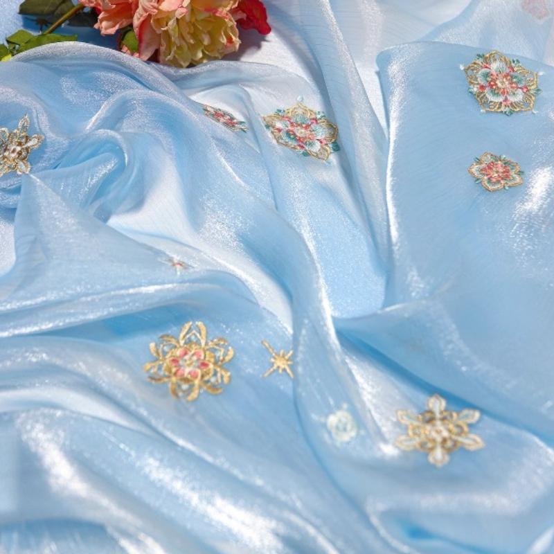 Ткань с вышивкой «Цветок снежинки» для DIY Ханьфу Древний стиль Ципао Летняя юбка Детская одежда Одежда для младенцев Дизайнерская ткань