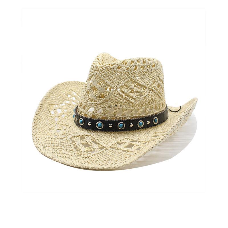 Национальный стиль Летний отпуск Пляж Солнцезащитный козырек Защита от солнца Ретро Британская соломенная шляпа Французская широкополая Ковбойская цилиндр