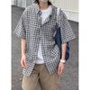 Summer New Plaid Shirt Men'S Style Retro American Short Sleeved Shirt Japanese Shirt Jacket