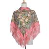 Retro Women's Tassel Shawl Floral Printed Cotton Vintage Lady Fringed Long Tassel