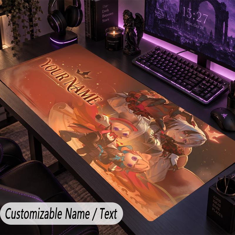 Custom Text Big Mousepad, Extended Desk Pad For Laptop Work GameHonkai Star Rail