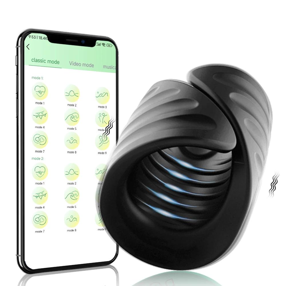 Licking Penis Glans Trainer Male Rotating Tapping Penis Vibrator Vibrating Lasting Delay Endurance Training Sex Toys for Men