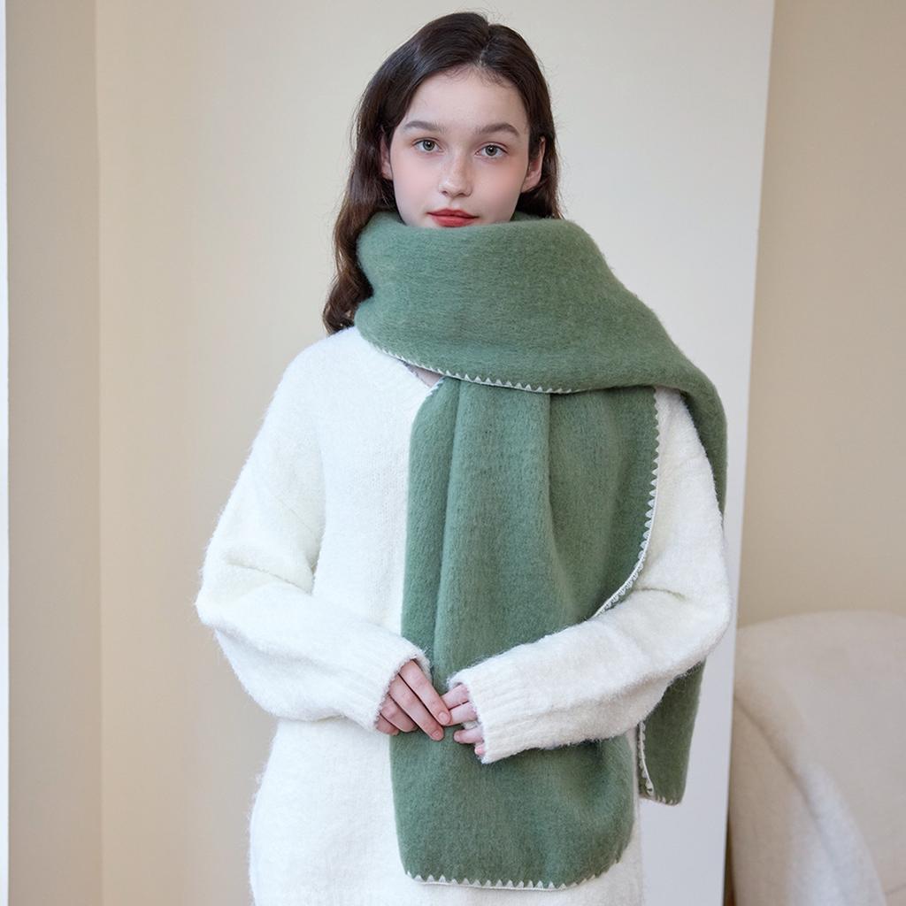 Autumn and Winter Homemade Designer Solid Color Versatile High-end Locking Edge Thickened Warm Scarf Scarf