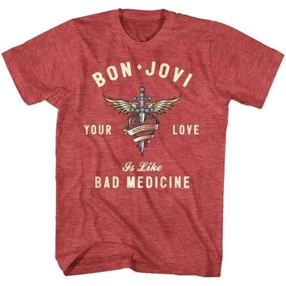 Новая футболка BON JOVI Bad Medicine Сердце и Кинжал ЛИЦЕНЗИРОВАННАЯ
