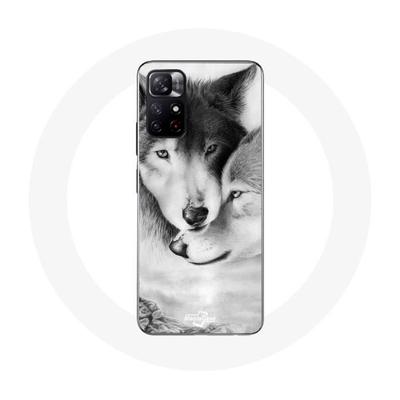 Coque - MANIACASE - Xiaomi Redmi Note 11s 5G - Souple - Loup Duo Animaux - Blanc