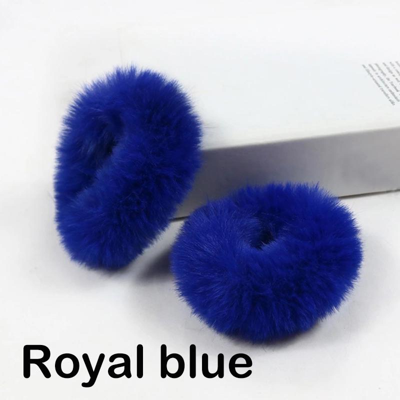 Fashion Luxury 2 Fluffy Pieces Child Girl Fluffy Furry Scrunchies Hair Scrunchies Bands Ring Ponytail Holder Hairwear Hair Decoration