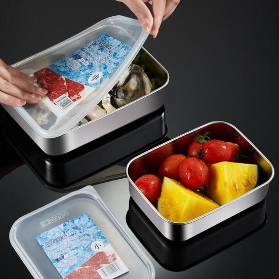 Герметичный пищевой контейнер для пищевых продуктов с прозрачной изоляцией крышки, сохранение в холоде, большая емкость, нержавеющая сталь