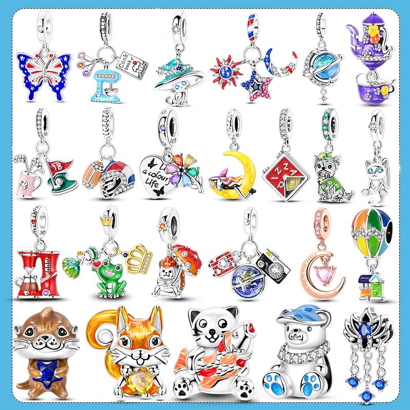 New Copper Charms Beads Trinket Butterflies Hat Pendants Fit Original Bracelet Necklace For Women Diy Jewelry Gift