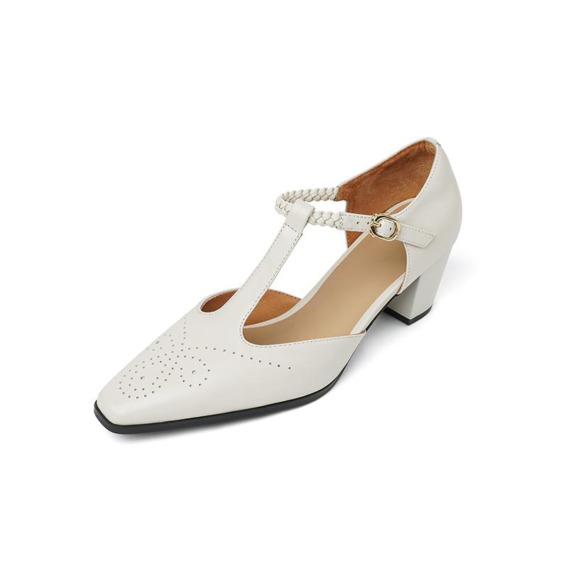 Мода 2025 Лето Женские Сандалии Натуральная Кожа Сексуальный Острый Носок Т-образный Ремешок Вечерние Туфли Высокий Каблук Летние Туфли-Лодочки Ажурная Обувь Женская 34-40