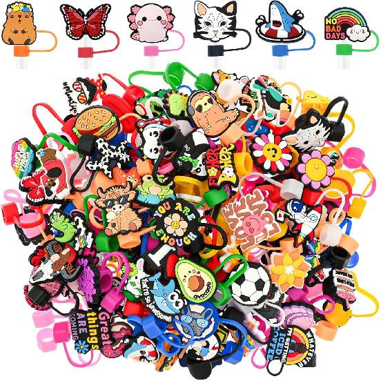 Насадки на соломинки для Stanley Cup 50 шт. Случайные разные колпачки для соломинок для термокружки Оптом Милые забавные аксессуары для Stanley Cup подходят для 0,4 дюйма/10 мм и 30/40 унций