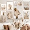 Beige Lion Wheat Reed Grass Flower Lake Tree Shadow Wall Art Prints Canvas Painting Nordic Poster Decor Pictures For Living Room