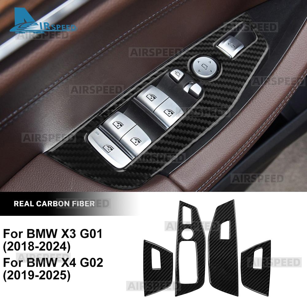 Carbon Fiber Window Switch Frame Cover for BMW X3 G01 2018-2024 X4 G02 2019-2025