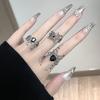 Niche Design Sense Light Luxury Cold Wind Spider Combination Black Gemstone Ring Women'S Personality Fashion Open Ring