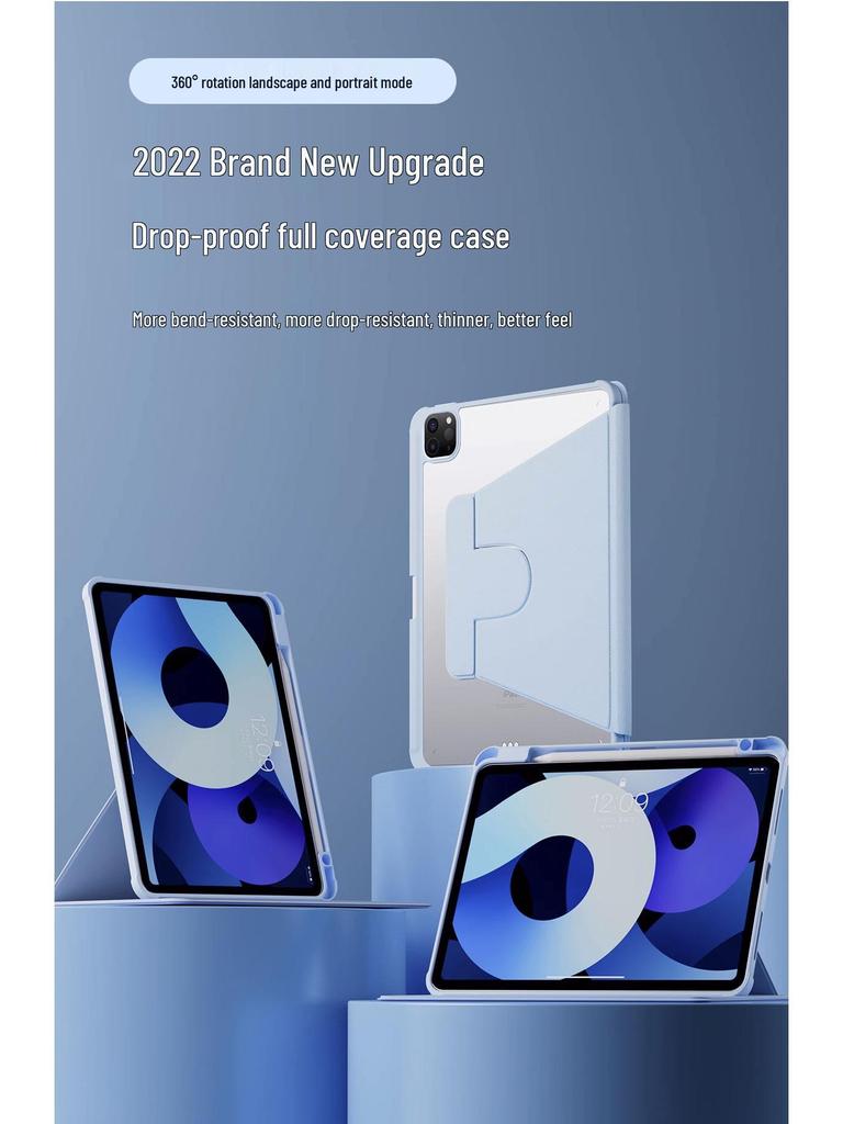 360° Rotating iPad Air 4/5 & Pro 13 Case with Adjustable 10.2/10.9 Inch Pen Slot