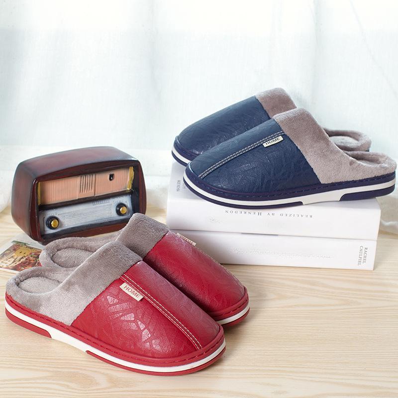Мужские и женские тапочки большого размера. Хлопковые тапочки. Женские зимние домашние плюшевые домашние тапочки из искусственной кожи. Мужские тапочки большого размера.