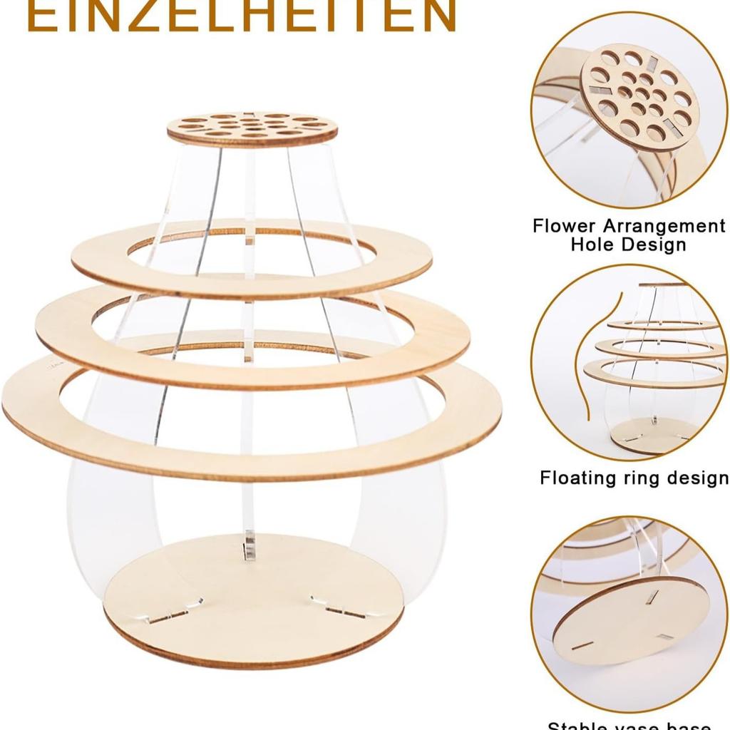 1pcs Wooden Puzzle Flower Vase Handmade Home Decor for Living Room Kitchen Bedroom Natural Wood Craft Decorative Gift