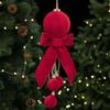Velvet Bow Christmas Bowknot Ball Pendant Delicate Christmas Hanging Xmas Ornaments  Bedroom