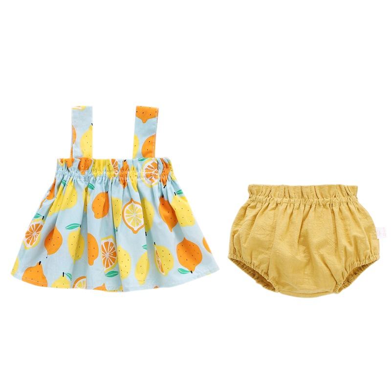 Детская летняя юбка-сумка, брючный костюм с пукающими брюками, женская детская одежда для детей 0-2 лет, детская юбка на подтяжках с цветочным принтом, шорты, комплекты из двух предметов