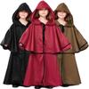 Medieval Style Hooded Cloak With Ruffled Trim Kids Halloween Costume Party Cosplay Outfit