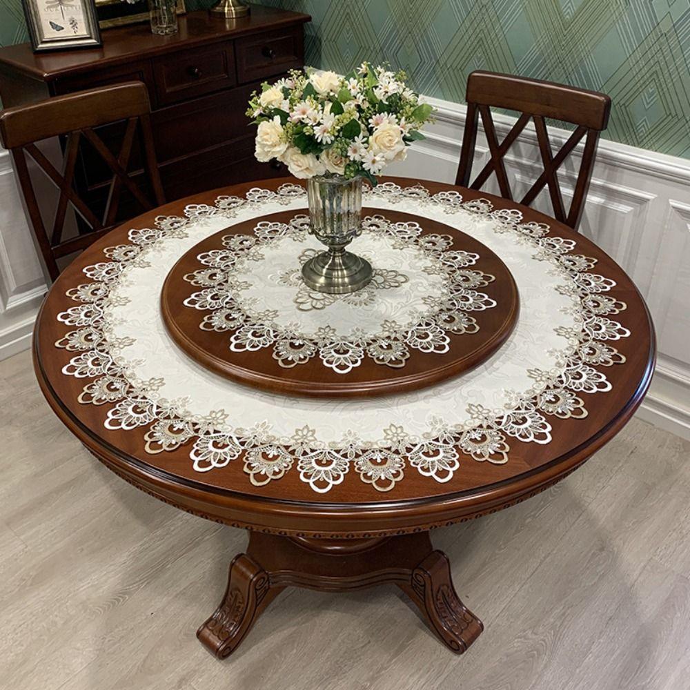 Lace Trim Banquet Decoration Wedding Table Runner Tablecloth Embroidered Tablecloth Table Cover