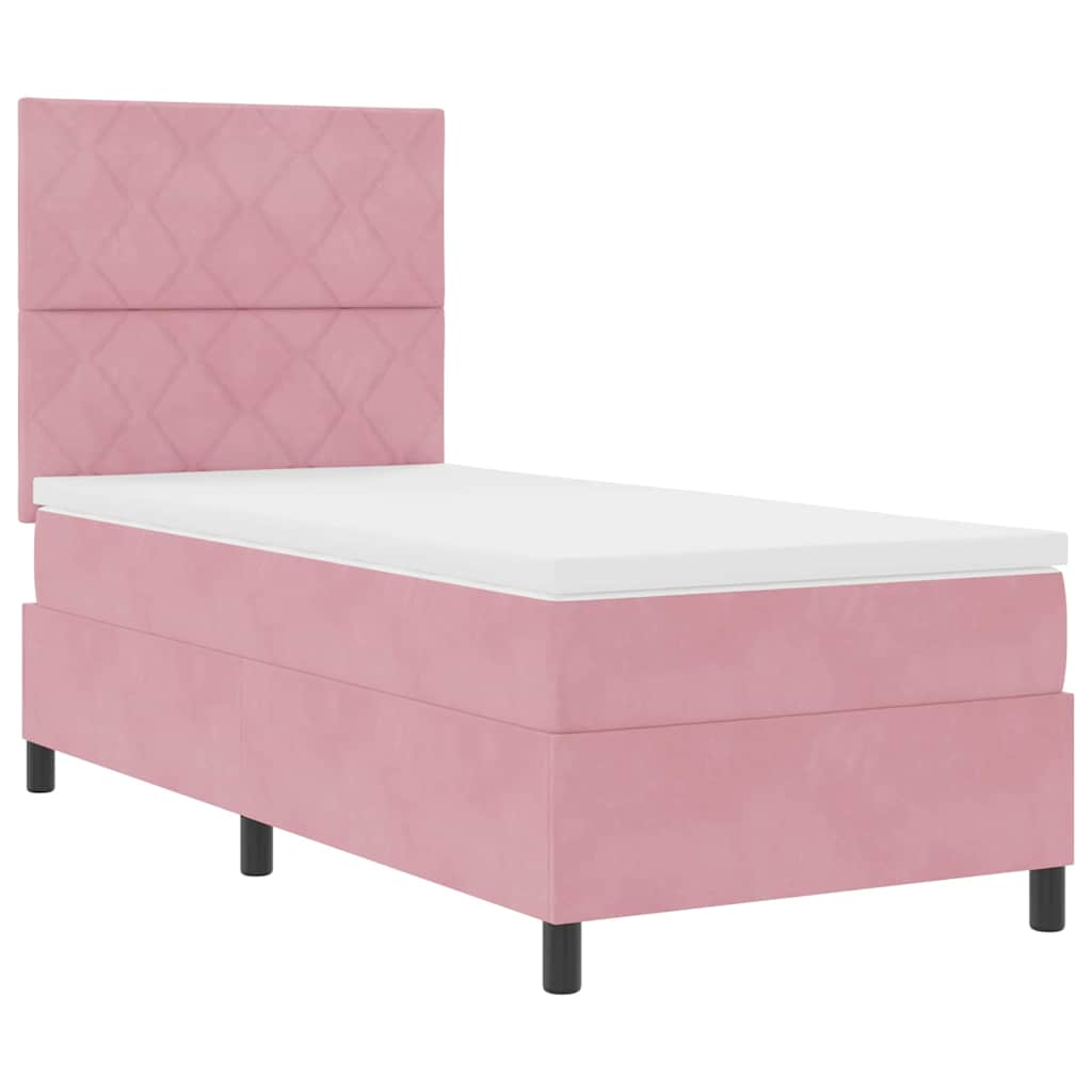 Box Spring Bed with Mattress and Headboard Pink 90 x 190 cm Velvet