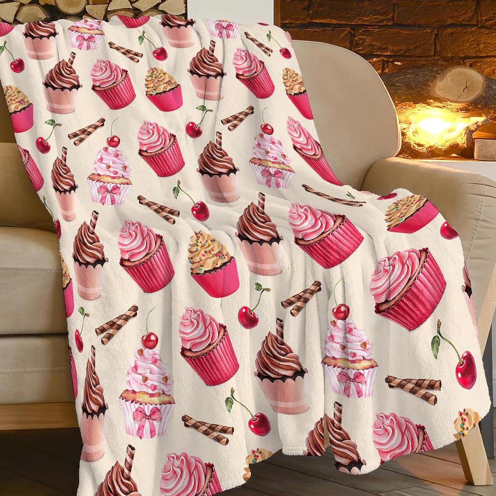 Hunting Fishing Theme Flannel Throw Blanket Deer Skull Fish Camo Pattern Print Soft Warm Blanket for Men Sofa Bedroom Gift
