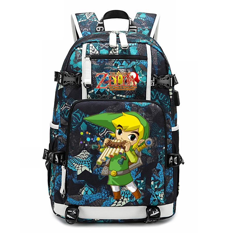 Рюкзак с принтом Zelda Zelda, наружный USB-порт, большая вместимость, дорожный рюкзак