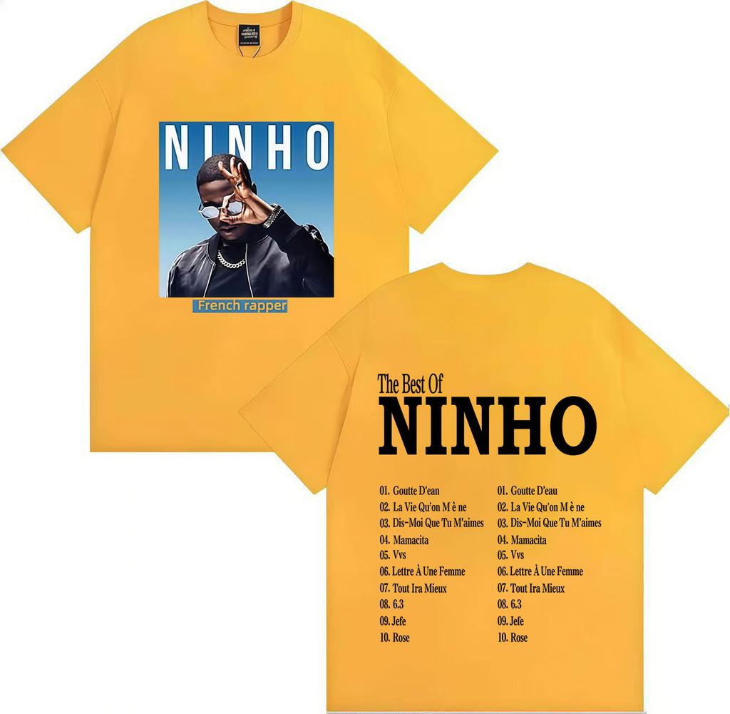 Французский Поп-рэпер Ninho Готическая Графика Высококачественная Футболка Оверсайз Повседневная Хлопковая Футболка Мужская Женская Хип-Хоп Футболки Streetwear
