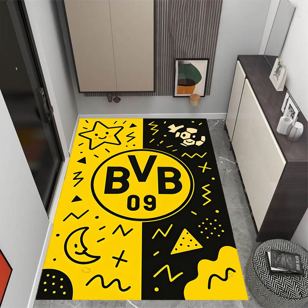 Нескользящие коврики с логотипом Bvb 09 в стиле Splatter Art - Полиэстер, Декор для дома, Подходят для спален, гостиных, прихожих, студий и в качестве декора