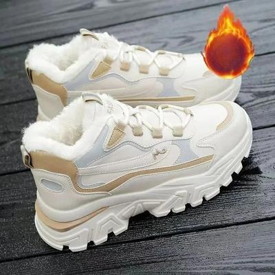 Модная зимняя женская обувь, новые хлопковые туфли на платформе, женская повседневная спортивная обувь на шнуровке и ботильоны, кроссовки, теплые зимние ботинки